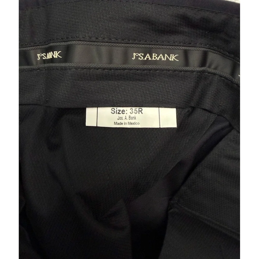 NEW Jos A Bank 35R Black Dress Suit Pants Trousers‎ Tailored Fit Flat Front Wool